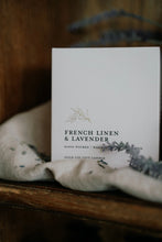 Load image into Gallery viewer, French Linens &amp; Lavender Gold Lid Candle &amp; Boutique Box
