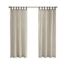 Load image into Gallery viewer, Plaid Faux Leather Tab Top Curtain Panel with Fleece Lining [Online Only]
