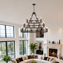 Load image into Gallery viewer, 39.37 Inch 3-Tiers Wagon Wheel Chandelier [Online Only]
