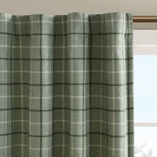 Load image into Gallery viewer, Plaid Rod Pocket and Back Tab Curtain Panel with Fleece Lining Green 50x84 [Online Only]
