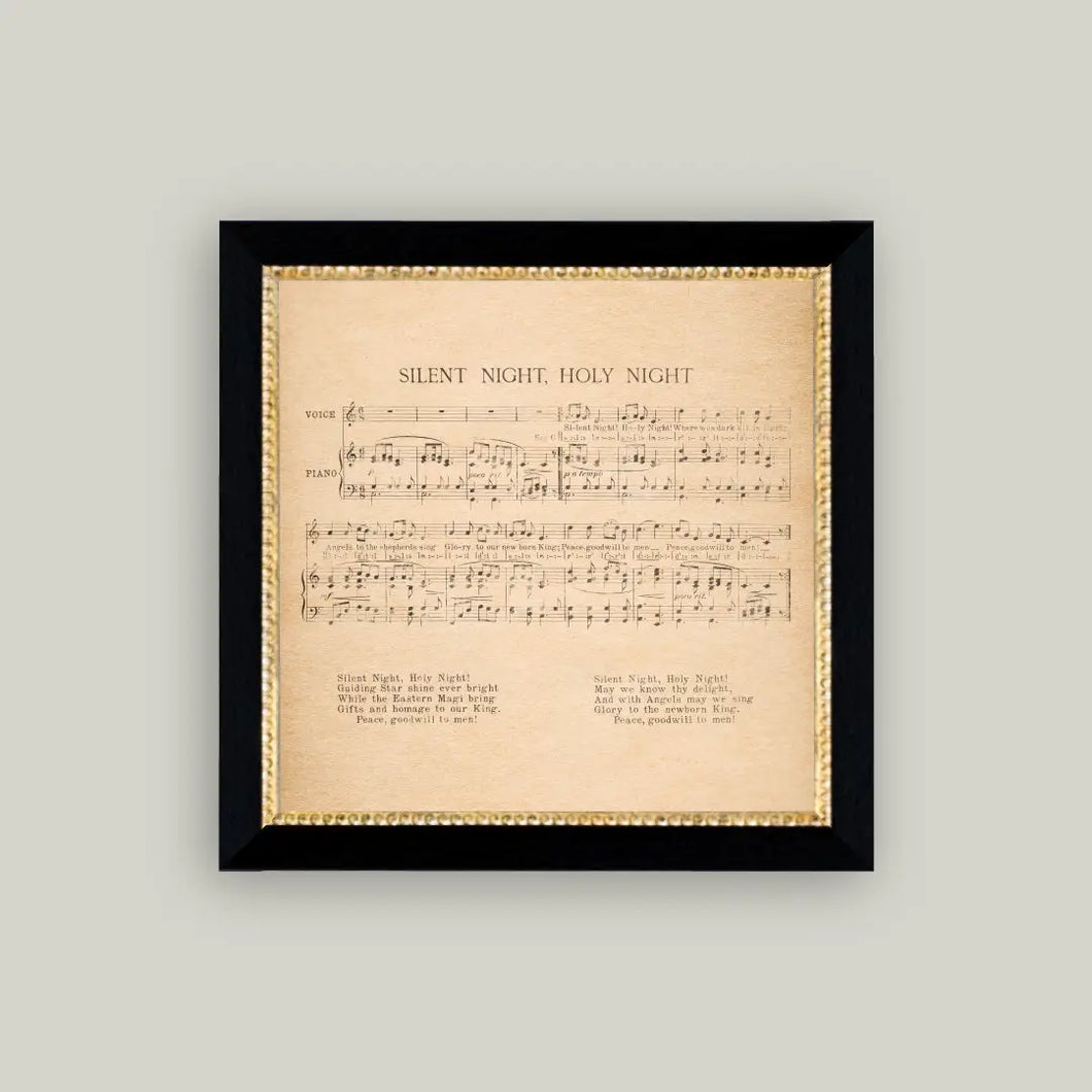 Silent Night Framed Antique Art 9x9