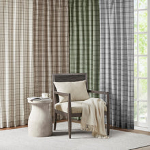 Load image into Gallery viewer, Plaid Faux Leather Tab Top Curtain Panel with Fleece Lining [Online Only]
