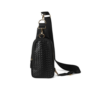 Woven Faux Leather Crossbody Sling Bag