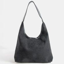 Load image into Gallery viewer, Suede Faux Leather Trim Hobo Bag
