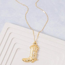 Load image into Gallery viewer, Stainless Steel Western Cowboy Boot Pendant Necklace
