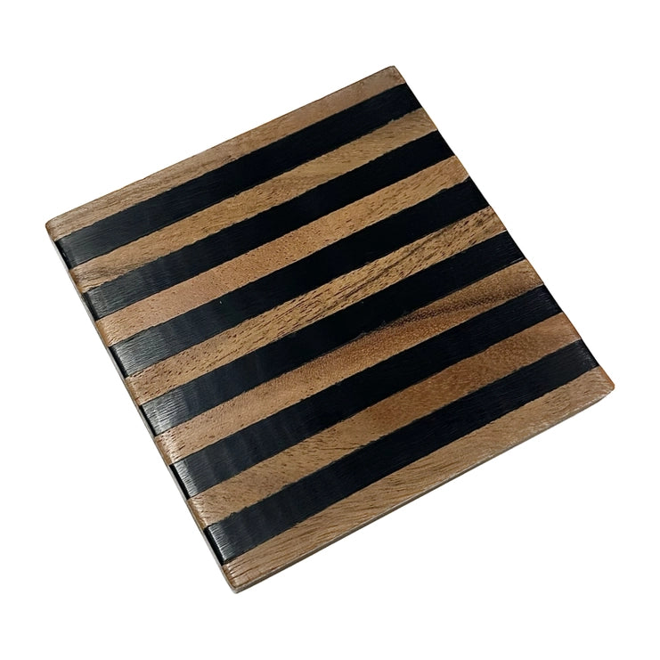 Striped Wood Coaster Set (2 colors)