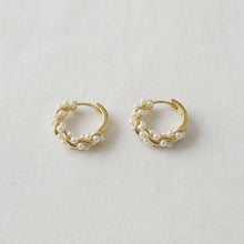 Load image into Gallery viewer, Elegant French Inspired Pearl Hoop Earrings
