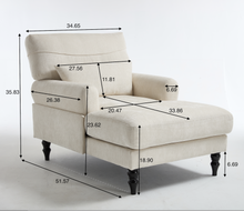 Load image into Gallery viewer, Modern Chaise Lounge Upholstered Sofa Recliner Chair in Green [Online Only]
