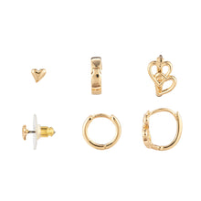 Load image into Gallery viewer, Dainty Double Heart Earrings Set of 3 - Gold
