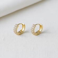 Load image into Gallery viewer, Vintage Inspired Cubic Zirconia Huggie Hoop Earrings
