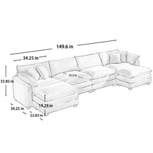 Load image into Gallery viewer, Modern Oversized Modular Cushion Sofa With Ottoman [Online Only]
