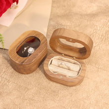 Load image into Gallery viewer, Oval Walnut Wooden Ring Box
