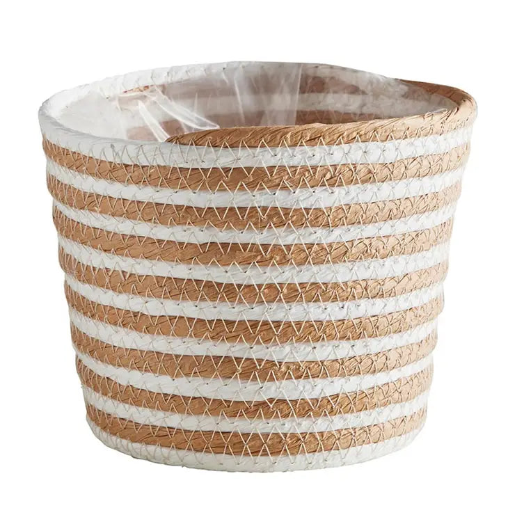 Cream Striped Lined Basket