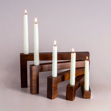 Load image into Gallery viewer, Swivel Wood Taper Candle Holder
