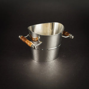 Stainless Steel Ice Bucket with Wood Handles