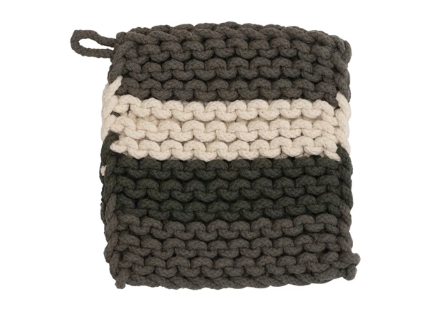 Grey & Cream Color Blocked Crochet Pot Holders