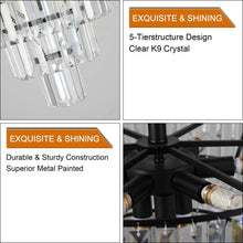 Load image into Gallery viewer, 20' Black Crystal Chandelier Ceiling Light, Modern Luxury 10-Light Flush Mount [Online Only]
