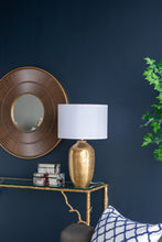Load image into Gallery viewer, Round Aluminum Sheet Gold Table Lamp with White Fabric Shade [Online Only]
