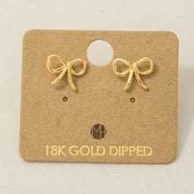Load image into Gallery viewer, Gold Dipped Wire Ribbon Bow Stud Earrings (2 Colors)
