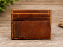 Load image into Gallery viewer, Leather Minimalist Card Holder Wallet, Finished Edges
