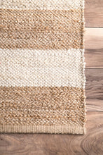 Load image into Gallery viewer, 3x5 Flatweave Striped Jute Area Rug
