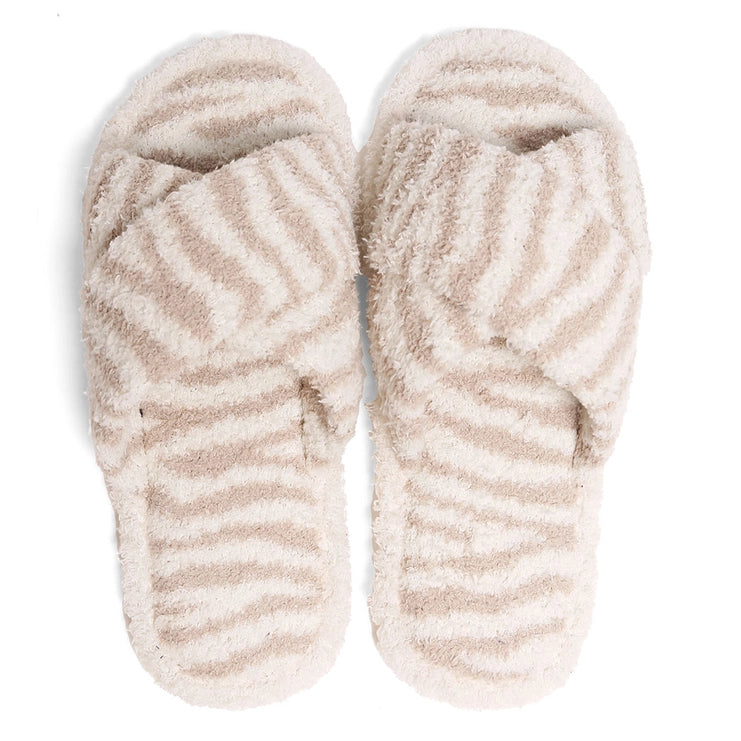 Crossover Zebra Pattern Slipper (2 colors)