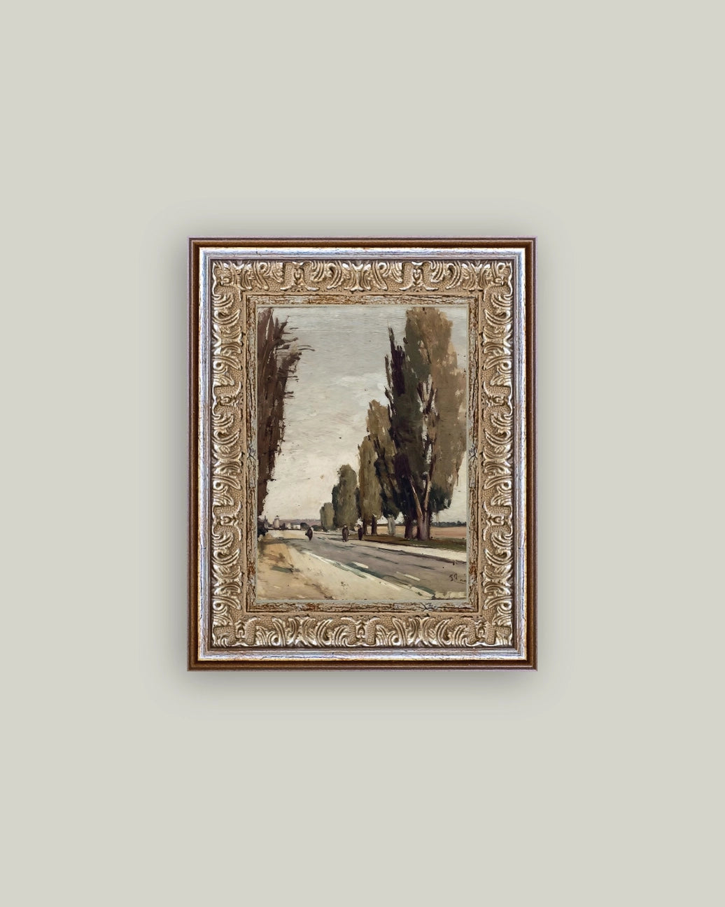 European Tree Lane 5 x 7 Framed Antique Art