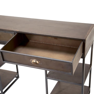 Bronze Metal Desk with Shelves
