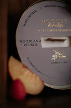 Load image into Gallery viewer, Woodland Plum &amp; Amber Solid Brass 14oz Soy Candle
