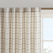 Load image into Gallery viewer, Plaid Rod Pocket and Back Tab Curtain Panel with Fleece Lining Natural 50x95 [Online Only]
