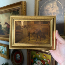 Load image into Gallery viewer, Vintage Inspired Brown Horse in Stable Art Print Framed 4x6
