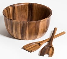 Load image into Gallery viewer, Large Acacia Wood Salad Bowl with Servers [Online Only]
