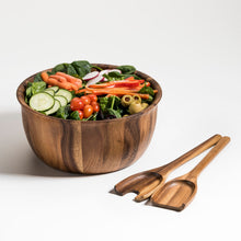 Load image into Gallery viewer, Large Acacia Wood Salad Bowl with Servers [Online Only]

