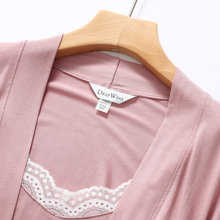 Load image into Gallery viewer, Soft Viscose Lace Trim Robe &amp; Slip Set (Dusty Rose)
