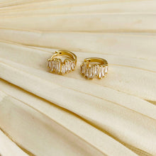 Load image into Gallery viewer, Dainty Gold Crystal Huggies

