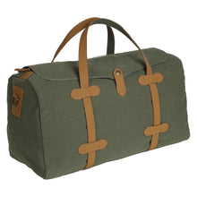Load image into Gallery viewer, Delta Duffle Up-Cycled Canvas Weekender Bag
