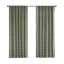 Load image into Gallery viewer, Plaid Rod Pocket and Back Tab Curtain Panel with Fleece Lining Green 50x84 [Online Only]

