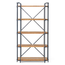 Load image into Gallery viewer, Yorktown Industrial 5 Shelf Bookcase with Metal Pipework and Solid Fir [Online Only]
