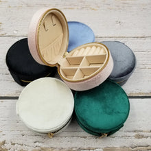 Load image into Gallery viewer, Velvet Jewelry Box Circular Organizer Box (Various Colors)
