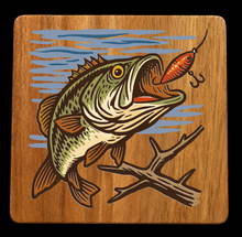 Load image into Gallery viewer, Acacia Wood Coasters Duck Fishing Hunting
