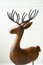 Load image into Gallery viewer, Carved Wood and Iron Reindeer on Bases (Set of 3)
