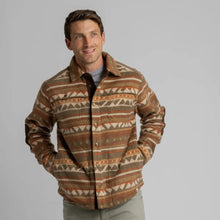 Load image into Gallery viewer, Men&#39;s Bear Heavy Fleece Shirt Jacket Sepia Aztec Stripe
