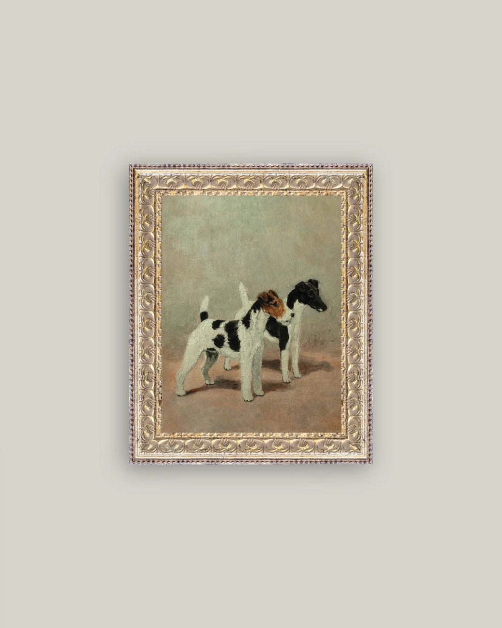 Two Fox Terriers 8 x 10 Framed Antique Art