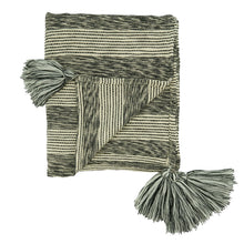 Load image into Gallery viewer, Striped Black &amp; Natural Throw Blanket
