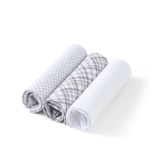 Load image into Gallery viewer, Men's Cotton Solid, Striped &amp; Plaid Gray Handkerchiefs 3 Pcs Set
