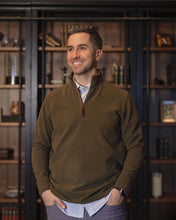 Load image into Gallery viewer, Men's Waffle 1/4 Zip Pullover Olive
