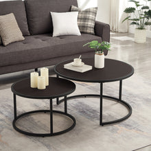 Load image into Gallery viewer, Modern Faux Leather Nesting Round Coffee Table Set - Dark Brown [Online Only]
