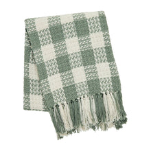 Load image into Gallery viewer, Pistachio Woven Check Throw Blanket with Fringe 50x60
