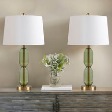 Load image into Gallery viewer, Faceted Green Glass Table Lamp [Online Only]
