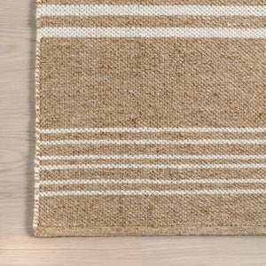 Birchwood Reversible Striped Wool Area Rug (Dark Beige)